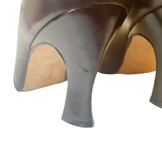 via spiga Heels Vintage Black Leather Elongated Square Toe Pump Womens Size 11AA