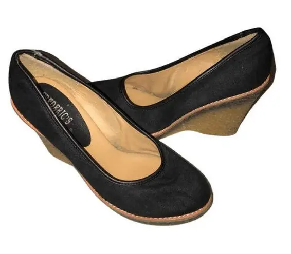 FREDERIC’S BLACK MICRO FABRIC SLIDE ON WEDGE SHOES SIZE 10