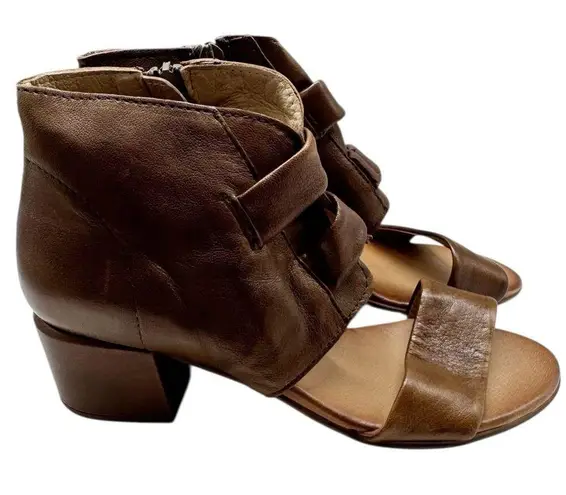 Miz Mooz NIB Brennan Brown Brandy Leather Heeled Sandals Women’s Size 8.5 M