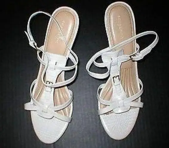 Easy Spirit New Womens 9.5 White Heels Sandals Strappy Slingback Leather Shoes