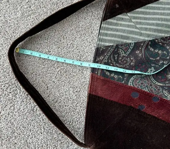 90s Vintage Oversized Hobo Shoulder Pag Purse Patchwork Boho Silk Velvet Large Brown