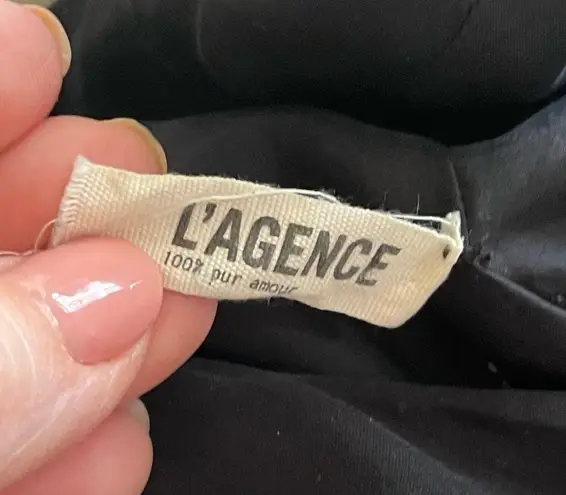 L'Agence L’Agence Silk Ruffled Plunging V Open Back Sleeveless Tank Dress Black Size 8