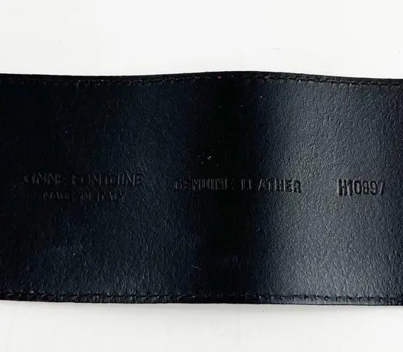 Anne Fontaine Genuine Leather Silver Buckle Adjustable Waist Belt Red