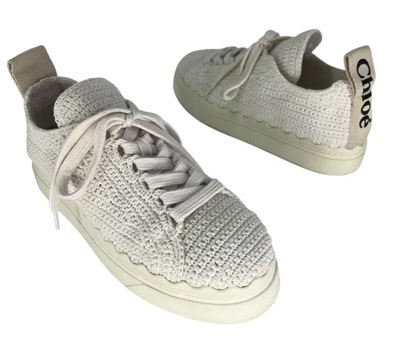 Chloé Chloe Lauren Crochet Sneakers in White