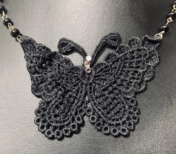 Black Lace Butterfly Goth Punk Necklace New