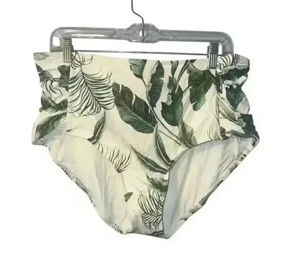 Jantzen White Jungle High Waisted Bikini Bottom, Size 16