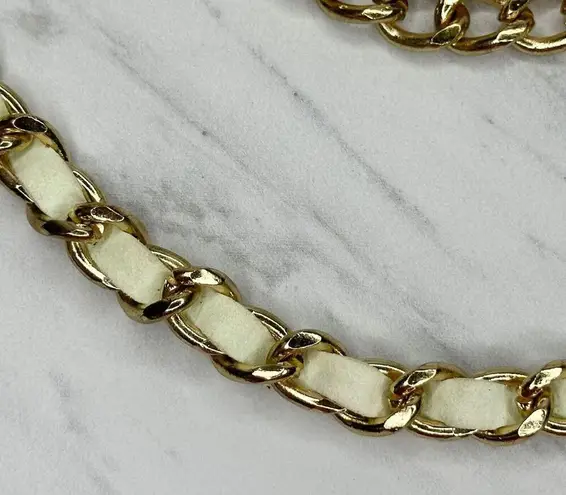 Cream Woven Gold Tone Metal Chain Link Belt One Size ✨