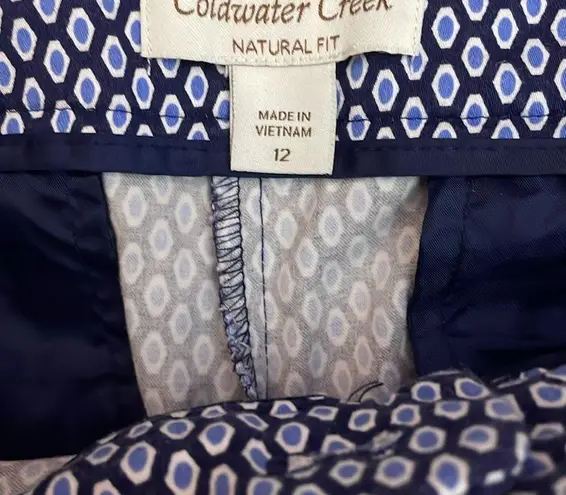 Coldwater Creek Blue & White Print Natural Fit Cropped Pants Size 12