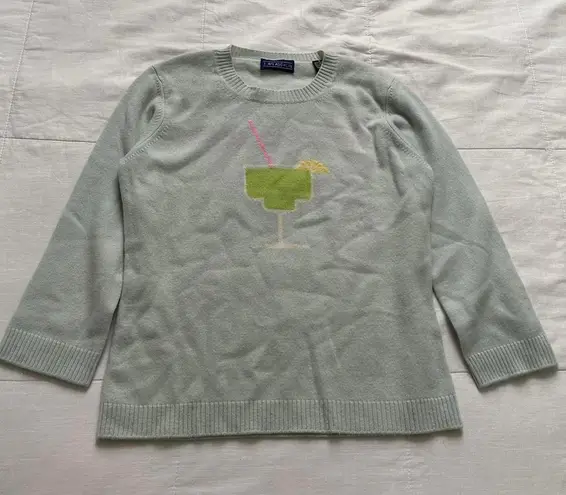 J.McLaughlin Mint blue 100% cashmere margarita graphic sweater Size large Green
