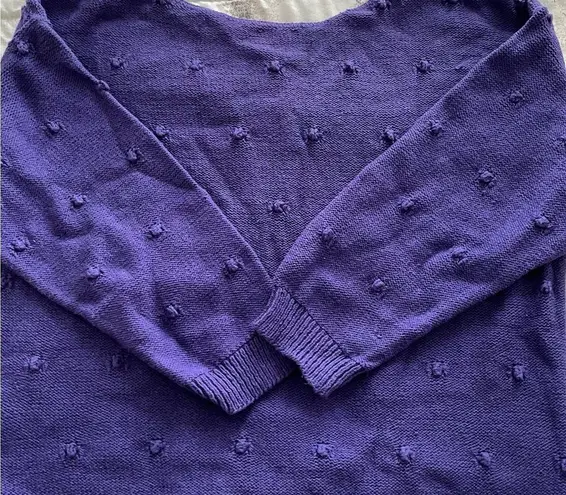 Vintage Beldoch Popper purple cable knit popcorn stitch pattern cropped sweater