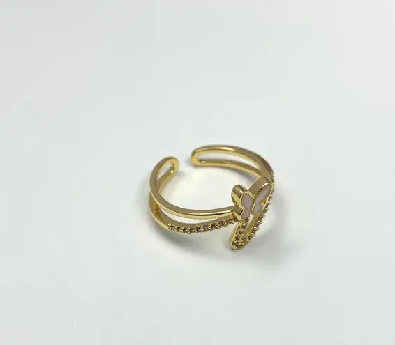 18K Gold Plated Adjustable Butterfly Open Ring for Women