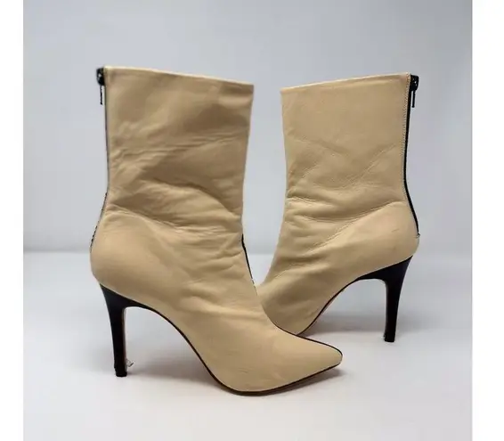 Raye Womens Boots Black Beige Two Tone Ankle Booties Heeled Pointed Toe US 7.5