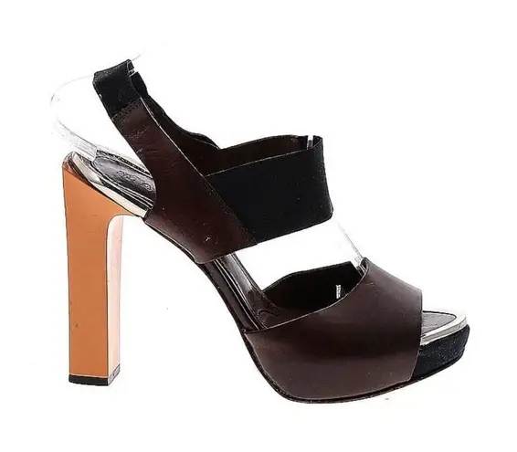 Marni Womens Block High Heel Slingback Platform Sandals Black Size 37.5/7