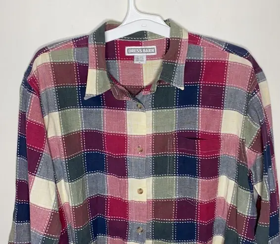 Dress Barn  vintage plaid stitched shirt size XL