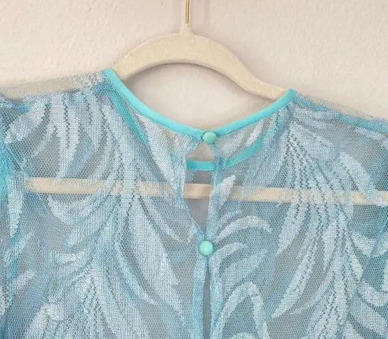 Vintage Robin's Egg Blue Evening Dress Overlay Sheer Mesh Flowy Ethereal Size 6