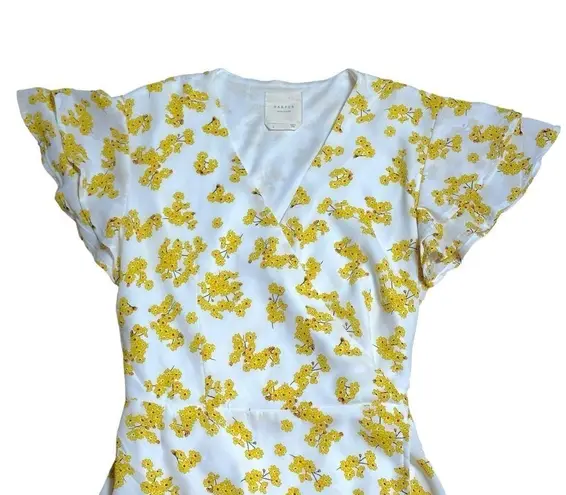 Harper Heritage White & Yellow Floral Wrap Mini Dress US S