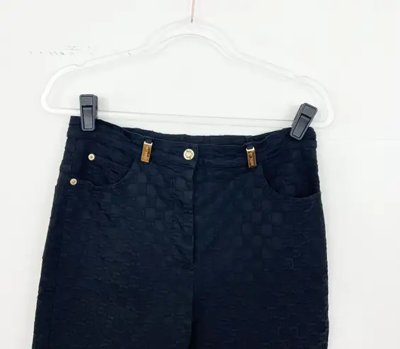 St. John Black Checker Print Pants