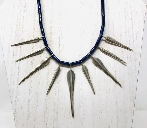 Sterling Silver MMA , lapis lazuli Egyptian revival necklace, 33.6g