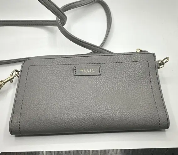 Relic Dylan Checkbook Crossbody Shoulder Wallet Purse | Smoke Gray MSRP $36