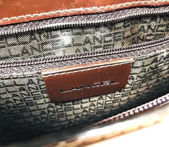 LANCEL Paris dark burgundy structured leather purse, made in Italy