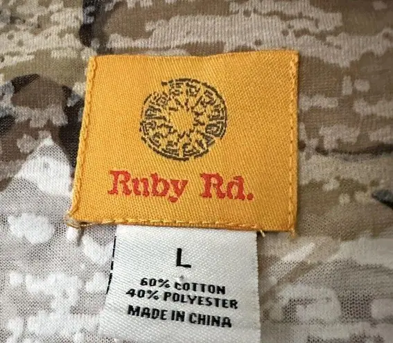 NWT Women's Rudy Rd. Short Sleeve T Shirt Top Brown / White Floral Sz L Large