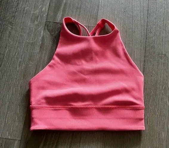 Lululemon  energy ribbed high neck raspberry cream sport bra size 4