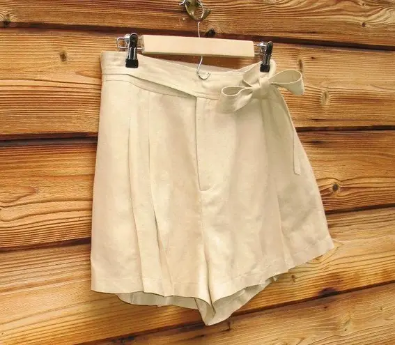 ASTR Tan Khaki High Rise Linen Blend Shorts