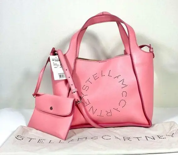 Stella McCartney Perforated Logo Faux Leather Medium Satchel Bag Pink NEW