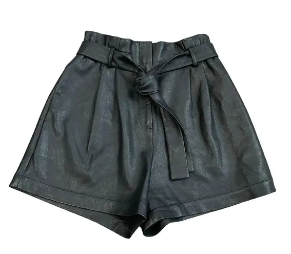 BCBGMAXAZRIA  Faux Leather Paperbag-waist Shorts In Black Size XS Buttery Soft