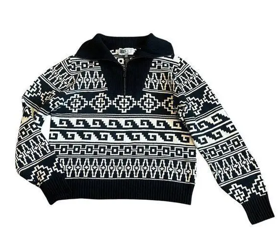 Beach Riot Monterey Jacquard Quarter Zip Sweater Sweatshirt Tribal Print Small