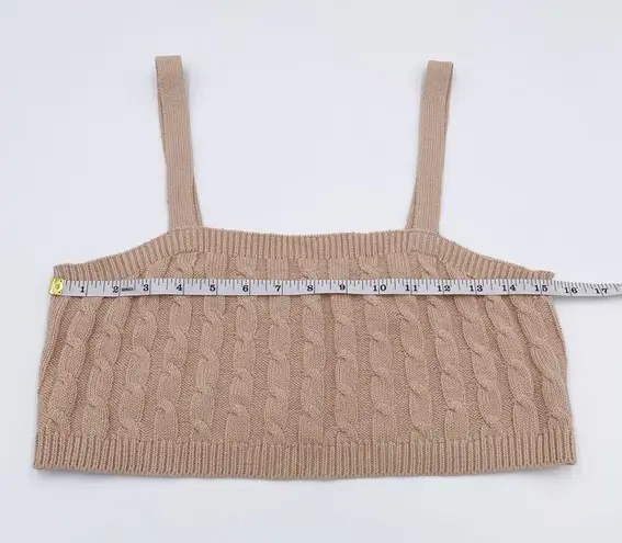 525 America Revolve Cable Knit Tiny Tank Cropped Top in Oat Tan Size Large