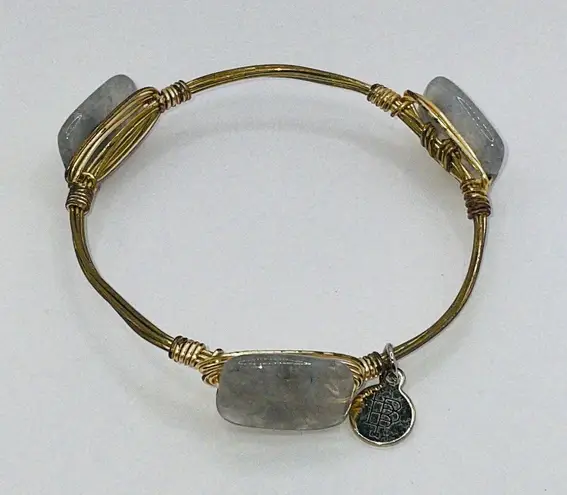 Bourbon and Boweties Bourbon And Bowties Gold Tone Gray Beaded Statement Bracelet 