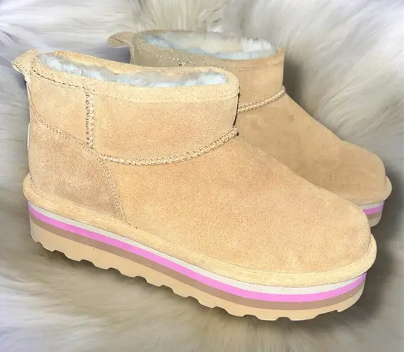 Pazzle Bearpaw Women's Retro Shorty Platform Boot in Iced Coffee size 9