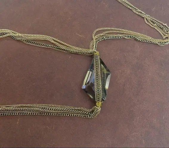 Long Multi Colored Chains Crystal Toggle Necklace