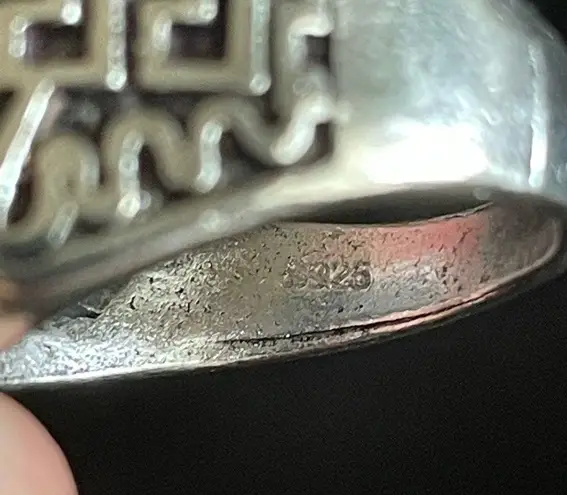 S925 silver obsidian stone men ring size 9