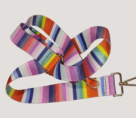 Long Adjustable Rainbow Colorful Stripe Bag Replacement Strap Gold Swivel Clasp