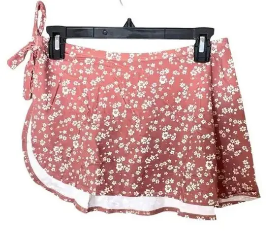 ANDIE NWT Ditsy Floral Rose Sarong Swim Cover Up Side Tie Bottom S Pink #3416