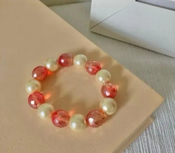 Pink Pearl & Bauble Bead Bracelet Vintage “Maybelle” Oversized Chunky Feminine