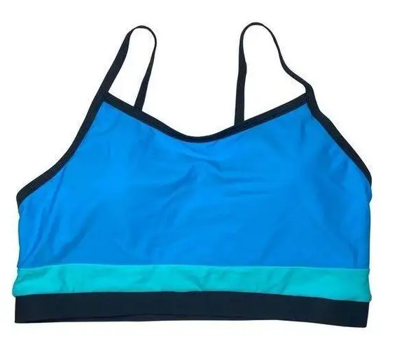 Charmo Swim Top Women's Size L UPF 50+ Color Block Activewear Blue Teal Black Size L