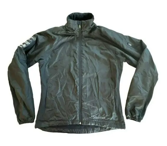 Marmot Black Jacket Size Small Lined Windbreaker Zipper LOGOS Womens