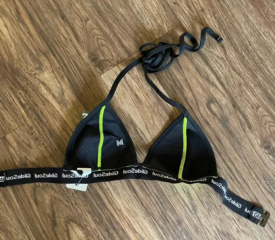 GlideSoul NWT Neon Yellow and Black Triangle Bikini Top Size Medium