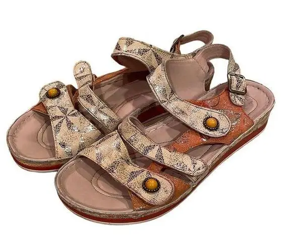 L'Artiste Spring Step Payokya Metallic Sandals Size EU 40 Artsy Tan Orange
