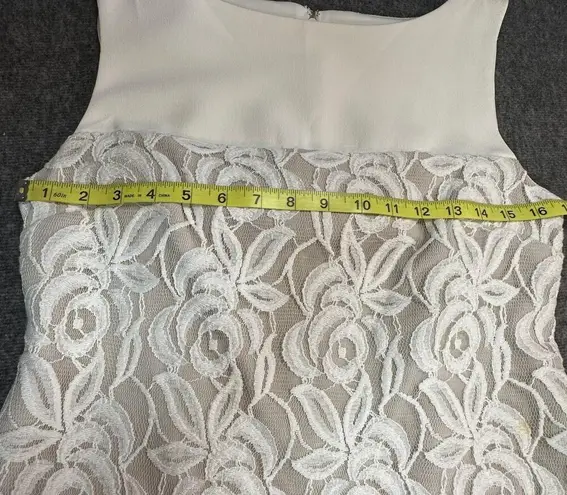 Sandra Darren Dress Womens 6P Neutral Colorblock Embroidered Sleeveless Sheath