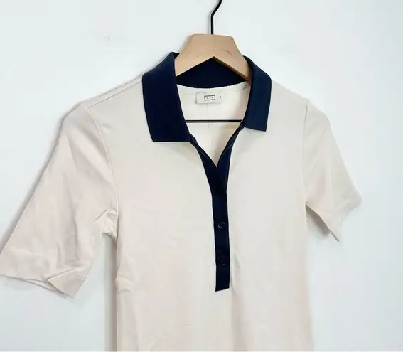 AYR The Scout Dress in Seashell Collared NEW Cream Navy Preppy size XS