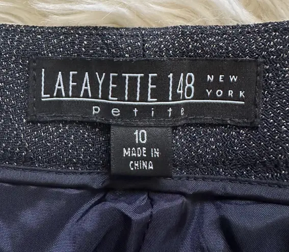 Lafayette 148 New York Pants Straight Leg Trouser Wool Blend Black Petite 10