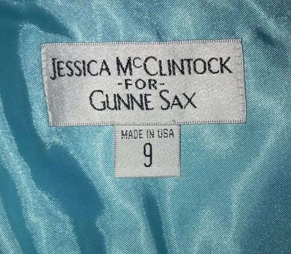 Jessica McClintock for Gunne Sax Baby Blue Bow Front Bubble Dress