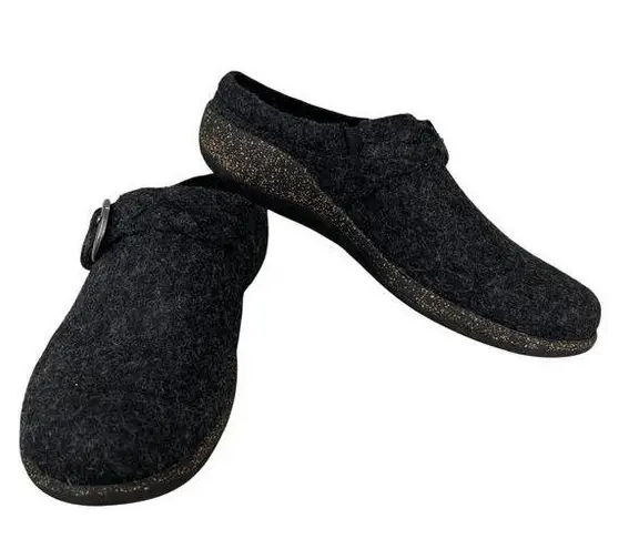 Aetrex Libby Comfort Clog 41 Black Charcoal Wool 10