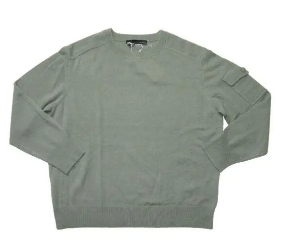 360 Cashmere NWT  Wayne Pocket Crewneck Sweater in Sage Green Cashmere Pullover L