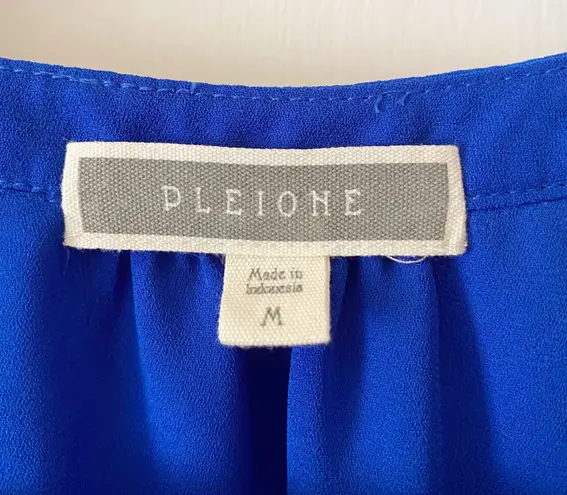 Pleione Dark Blue V Neck Blouse