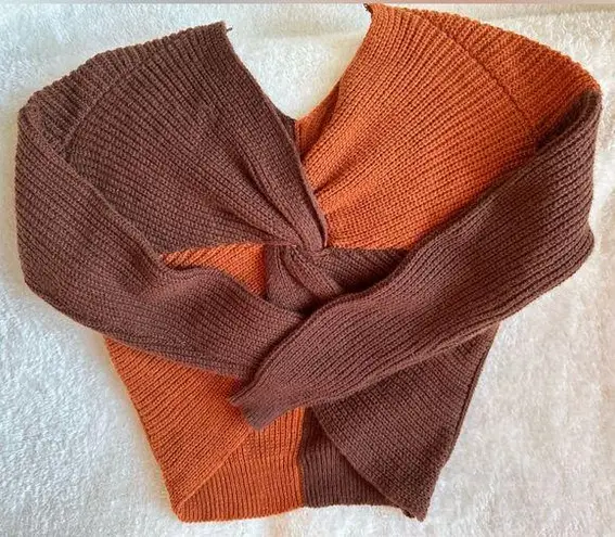 No Boundaries  sweetheart wrap sweater brown and tan size 11/13 - Image 1